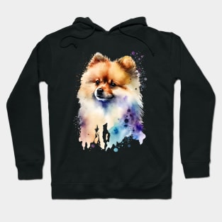 Rainbow Pomeranian Watercolor Art Hoodie